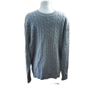 LL Bean Wool Sweater Mens Size XL Gray Cable Knit Pullover Item 0WW47